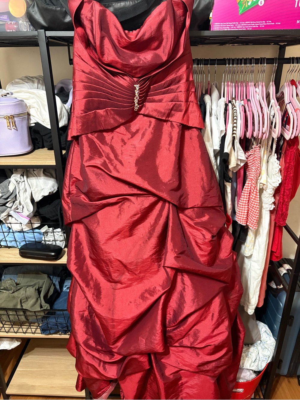 Red Strapless Ball Gown Dress
